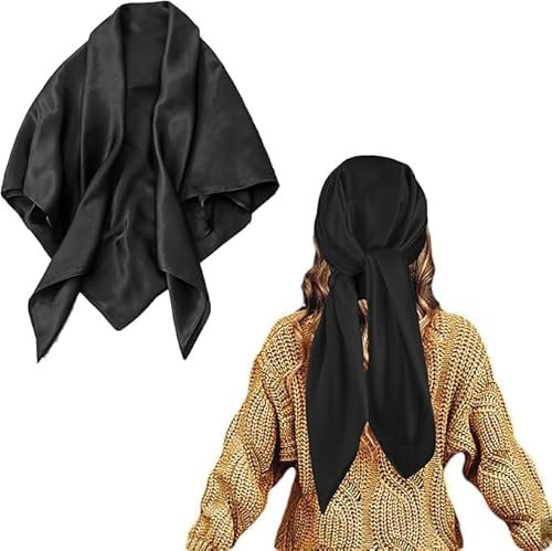 WANGENPING Quadratische Schals für Damen, 90x90 cm Rutschfester Seidentuch, kopftuch damen sommer, Seidenweich und Federleicht Schlafkopfwickel, Elegant Halstuch, für Frauen Party Hochzeitsgeschenk