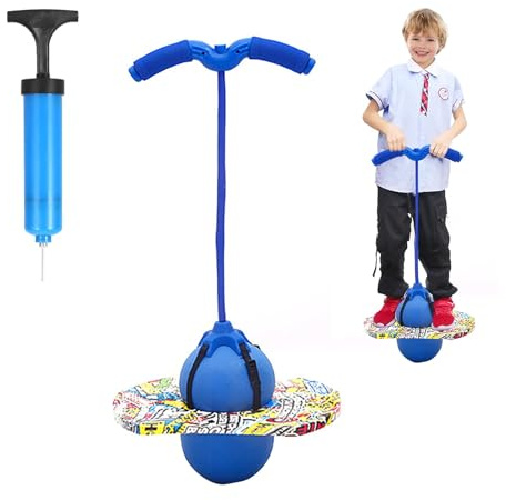 MeYuxg Pogo Stick för barn, hoppboll barn med handtag, 100 kg lastkapacitet, hoppstång för barn och vuxna, sportutrustning för balansträning, sport, viktminskning och fettförbränning (blå)