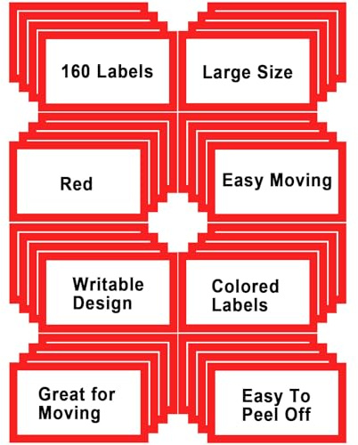 15x10cm Large Moving Labels for Boxes, Red-Coded Home Moving Packing Box Labels, Moving Supplies Moving Stickers with Large Writable Notes Areas (160 Pcs)