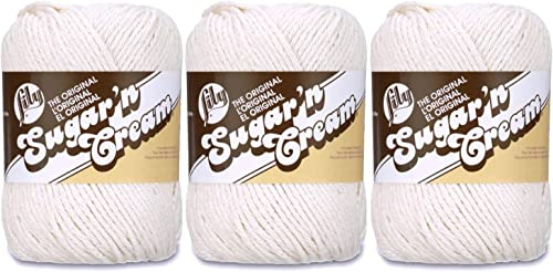 Bulk Buy: Lily Sugar 'n Cream Solids 100% Cotton Yarn (3-Pack) (Ecru #0004)