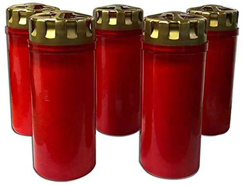 F.A.Dumont 3 or 4 Day Grave Lights Pk 5 - Red or White with Gold Lid (Red, 4 Day)