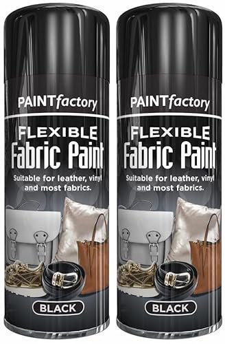 Yorkshire Homeware Flexible Fabric Spray Paint | Suitable For Leather | Vynal And Most Fabric 200Ml Pack of 2 (Black)