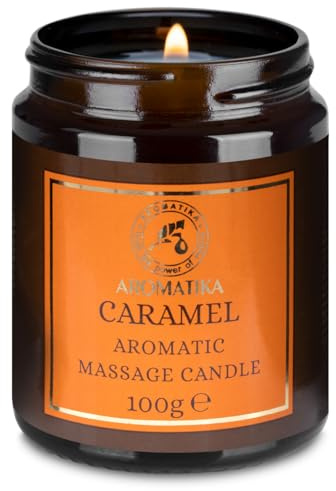 Bougie de Massage Caramel 100g - Bougie de Cire de Soja - Bougie aux Huiles de Noix de Coco et d'Amande - Oléorésine de Vanille - Massage Relaxante - Calmant - Beauté - Aromathérapie