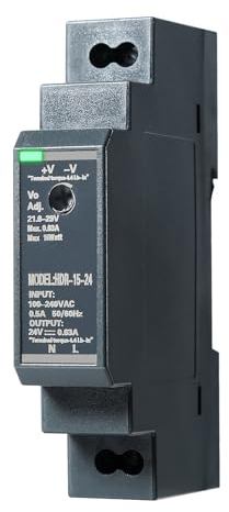 DEWIN Fuente de Alimentación 24V, Fuente de alimentación conmutada HDR-15-24 Fuente de alimentación de riel DIN DC 24V 0,63A 15W