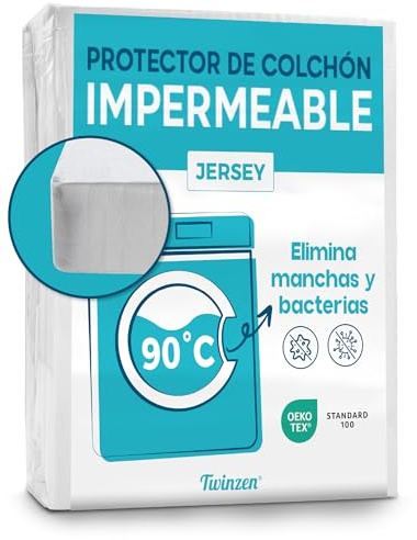 Twinzen - Funda Colchon 135x190 cm - Protección Impermeable y Transpirable - Protector Colchon 135x190 cm