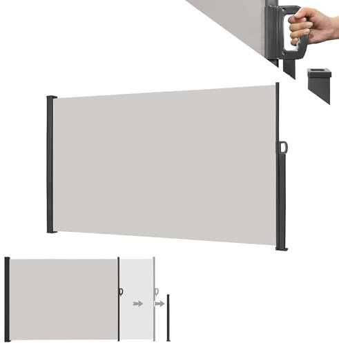 MAYTIIMO Tenda da sole laterale allungabile, protezione solare per balcone, terrazza, giardino, opaca, tenda da sole, 200 x 300 cm, grigio