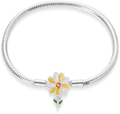 LONGLUCK 925 sterling silver damarmband ormkedja silverarmband, trollslända klöver med 5A kubisk zirkon, present till kvinnor, 7,1in/18cm, Sterlingsilver Zirkonium, Cubic Zirconia
