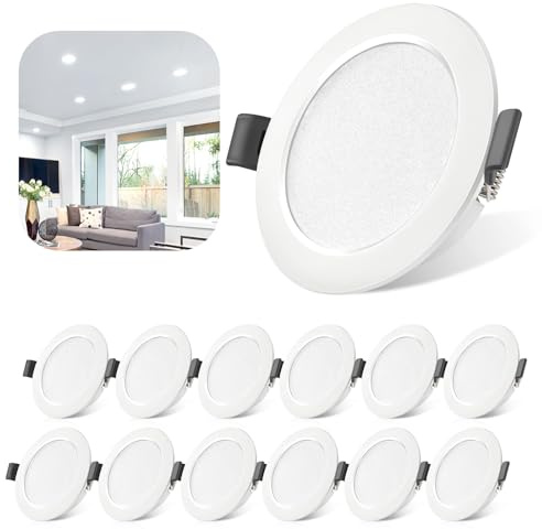 LED Einbaustrahler Ultra Flach 230V 5W, 6000K Kaltweiß 12er Set LED Spots