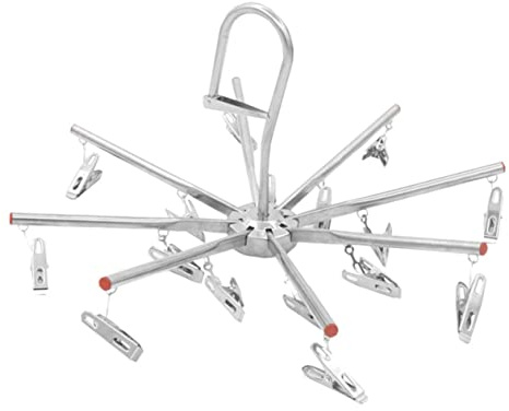 SOESFOUFU Stainless Steel Hanger Clip 16pc Drying Rack Laundry Hanger for Towel Diaper Socks Non-Slip Home Use