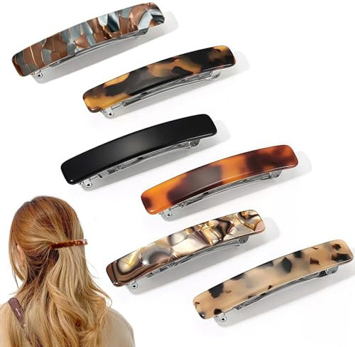 KEYRI 6 Stück Haarspangen 7.5cm/3 Französische Haarspangen Automatischer Französische Haarspange Volumenclip French Barrette Clip Bunte Haarspangens Hair Clip für Mädchen und Frauen (Sechs Farben)