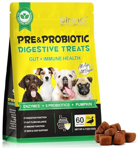 Probiotici per Cani - Masticatori Probiotici per la salute dell'intestino, Prurito Cutaneo, Diarrea - Masticatori per il Supporto Digestivo e il Sollievo Dalle Allergie Dei Cani con Enzimi