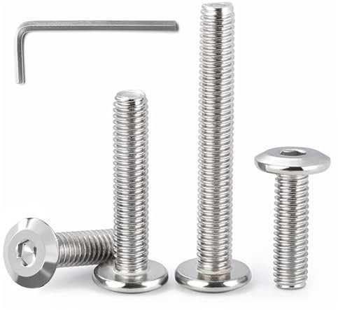 HAISHANG 20 pièces M4x16 mm Vis à Tête Plate à Six Pans Creux, Vis Cylindriques Boulons à Tête Hexagonale en Acier Inoxydable A2 V2A avec Clé Hexagonale