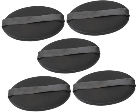 PACKOVE 5piezas Borla De Polvo Sin Látex Negro Redonda Accesorio De Maquillaje Cosmético Para Aplicación De Base De Maquillaje y Polvos Sueltos