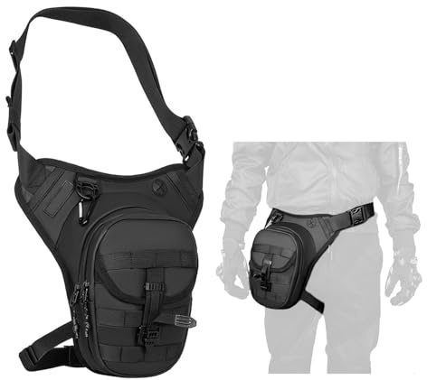 Sacoche de Jambe pour Homme et Femme - Résistante à l'eau - pour Moto, randonnée, Taille - Sac Banane Tactique - pour l'extérieur