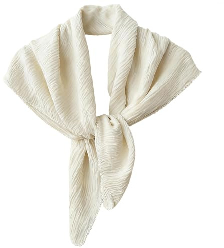 Xgvzs 1 écharpe en tricot pour femme - Triangle - Couleur unie - Pour l'hiver et l'automne, Blanc laiteux., 90 cm x 90 cm