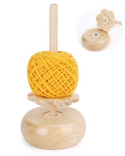 Aeelike Magnetic Yarn Holder for Knitting and Crochet, Wooden Yarn Spinner Holder, Magnetic Wool Holders When Crocheting and Knitting, Wooden Crochet Wool Holder for Crocheters Knitters Gift - Natural