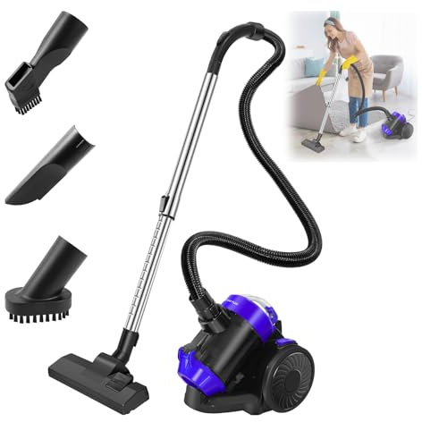 Aspirapolvere senza sacchetto, 1500 Watt, aspirapolvere a ciclone senza sacchetto, con set di accessori, potente aspirapolvere con set di ugelli, filtro HEPA, spazzola turbo, contenitore della polvere