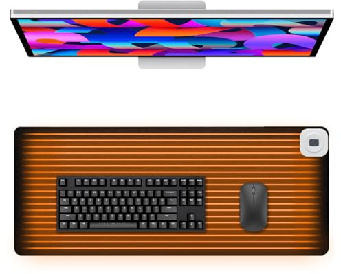 Beheizte Schreibtischunterlage, Tischunterlage Beheizte Beheiztes Mauspad mit Funktion Heizung, 80x33cm, Multifunktionales Office Mousepad Mauspads für Büro, Home, Office