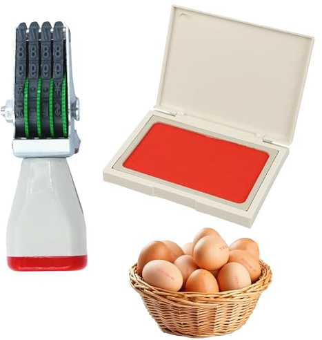 Kit De Marquage D'Œufs, Tampon Dateur Réglable, Tampon Encreur, Encre Rouge Résistante À La Décoloration, Pour Marquer Les Dates Sur Les Œufs Frais Et Diverses Étiquettes De Papier (1 Pièce)