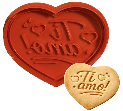 Tagliabiscotti.it - Tagliabiscotti cuore “Ti amo!” - San Valentino - Cookie cutter - Stampo per biscotti o decorazioni in pasta di zucchero. Dimensione tagliabiscotti : 8cm x 6,5cm x 1,2cm