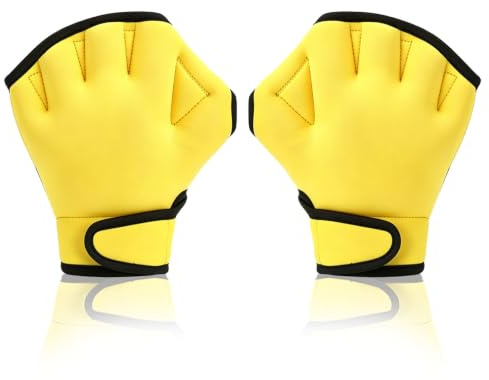 Shalve Gants de Natation, Gants Aquatiques palmés à Paume en Caoutchouc épais, Bordure en Lycra, antidérapants et résistants, pour plongée en apnée, Surf, plongée Libre et aquagym