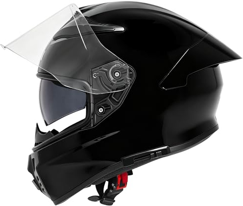 Zorax ZOR-822 Full Face DVS Motorbike Helmet - Black L (59-60cm) | Full Face Helmet Crash Helmets for Motorbikes Motor Bike Ece Approved Soft and Breathable Padding