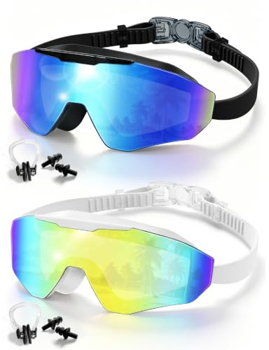 Swim Goggles for Kids 6-16,2 Pack Childrens Goggles Swimming Anti-Fog Lens | Wide 180° Anti-Fog Lens with UV Protection,No Leak Silicone Seal,Easy Adjustable Strap for Boys Girls Swim Training, Pool