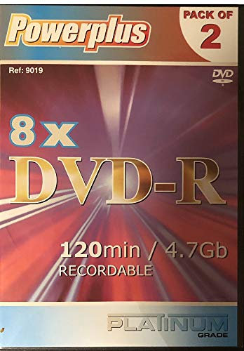 Powerplus 8X DVD-R - Paquete doble en estuche para DVD, 120 min/4,7 GB grabable