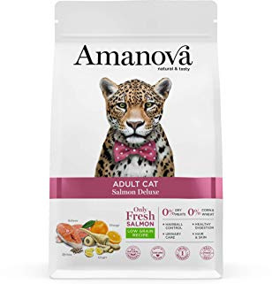 Amanova Cibo Secco Super Premium per Gatti Adulti Gusto Salmone - 100% Naturale, ipoallergenico e monoproteico - Cruelty Free - Formato da 6 kg