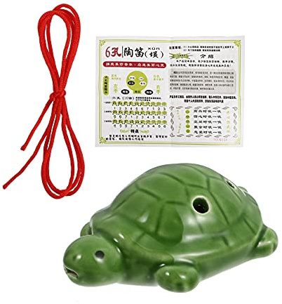 Milisten Turtle Shape 6 Hole Ocarina Flute Ceramic Musical Instrument for Beginners with Lanyard Portable 3.34X2.36X1.57In
