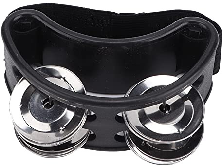 Pied Tambourin Shaker, Accompagnement Guitare Percussion Batterie Ensemble Métal Jingle Bell Accessoires D'instruments De Musique Facile à Utiliser(le noir)