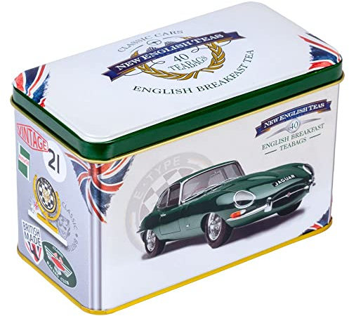 New English Teas Jaguar E-Type Tea Tin with 40 English Breakfast Teabags