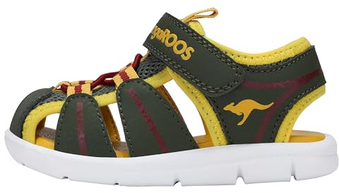 KangaROOS Garçon Unisex Kinder K-grobi Sandale, Olive Sun Yellow, 23 EU