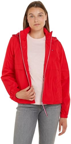 Tommy Hilfiger Women Jacket Windbreaker for Transition Weather, Red (Fierce Red), M