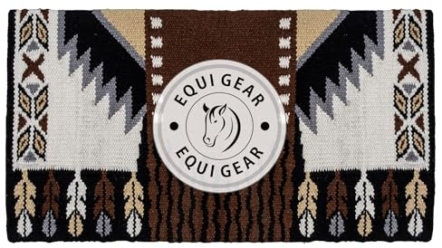 EQUIGEAR Western Ranch Horse Satteldecke aus neuseeländischer Wolle, Western-Design, handgefertigte Satteldecke, Wollpolster, Sensor Flex (Anpassung möglich), WQ75 (36x42)