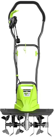 BUCOTOD 18-Inch 13.5 Amp Tiller/Cultivator with 6 Steel Tines, 3-Adjustable Wheels, Foldable Handle, 8'' Tilling Depth Electric Corded Tillers, Electric Garden Rototiller for Garden Lawn Soil Digging