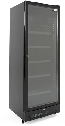 Ristoattrezzature - Frigorifero per Bevande - 1 Anta in Vetro - Vetrina Frigo Verticale per Bibite 65x65x179,5 cm - Illuminazione Led e Serratura - 0 +10 °C - Nera - 450 Litri