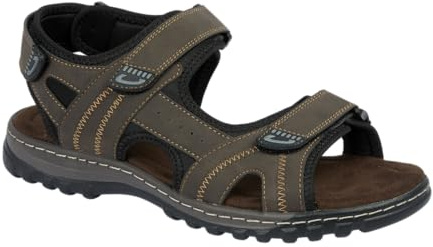Urban Jacks Men's Triple Adjustable Straps Faux Leather Sport Trekking Hiking Sandals (Brown, UK Footwear Size System, Adult, Men, Numeric, Medium, 9)