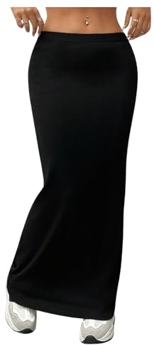 GORGLITTER Women's Bodycon Maxi Skirts Skinny Sexy Party Long Skirt | Low Elastic Waist, Skirt for Women UK, Slim Fit, Pencil Skirt for Party, Going Out, Summer, Holiday