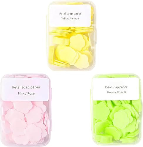 300pcs Portable Hand Washing Soap Sheets, Scented Mini Soaps Sheets, Paper Soap for Travel,Disposable Soluble Soaps for Outdoor Travel, Camping, Hiking (Mix Colors)