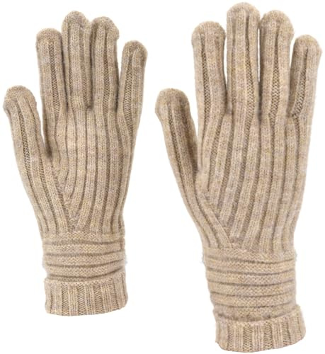 styleBREAKER Stickhandskar för kvinnor med ribbmönster | mjuka enfärgade finstickade handskar | elastiska, bekväma och varma | finns i många färger, Ljusbrun, One size