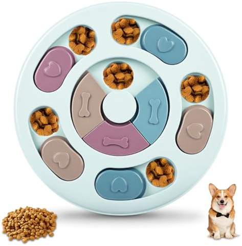 vsshe Dog Puzzle Toy, Interactive Slow Food Bowl, Treat Dispenser Feeder Dog Brain Games Dish for Puppy Birthday, Boredom IQ Training, Enrichment Brain Stimulation, Anxiety Relief, Washable
