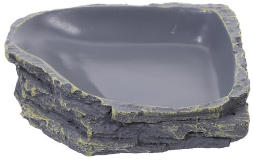 TOKIDNY Ciotola per Rettili in Resina Resistente Effetto Roccia Mangiatoia per Tartarughe e Lucertole Contenitore per Cibo e Acqua Adatto per Piccoli Animali Striscianti