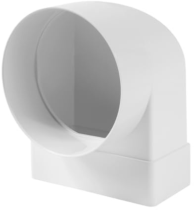 Repa Market Conector de tubo rectangular de 90 grados 150 x 75 mm para tubo de ventilación redondo de 125 mm – Tubo redondo de plástico ABS para calefacción, refrigeración, canal plano, conducto de