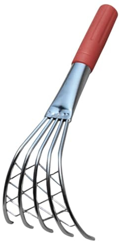 Angoily Rastrillo de Playa Garras Metálicas Afiladas, Mango Corto Ergonómico, Herramienta Manual para Excavar Conchas y Mariscos Arena, Adecuado para Jardinería y Actividades al Aire