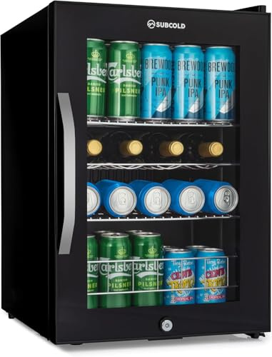 Subcold Ace65 LED Touch Control Beer Fridge With Glass Door | Premium Drinks & Wine Mini Fridge | Quiet & Lockable | 66 Cans | Ideal for Bedrooms and Table Top