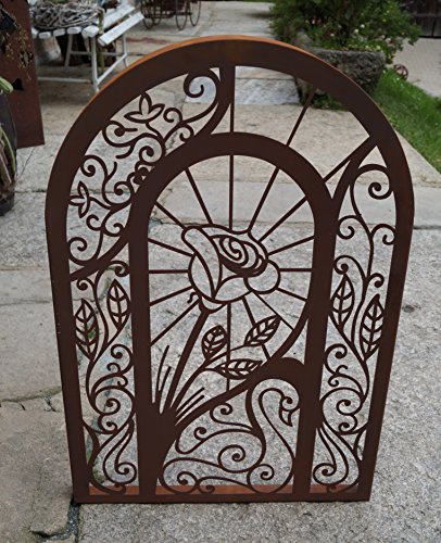 Edelrost väggbild ros ornament metall trädgårdsdekoration väggsmycke