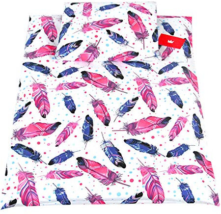 Babylux 2 TLG. Set Bezug für Kinderwagen Stubenwagen oder Wiege Garnitur Bettwäsche Kissen Decke 60 x 78 cm (99. Feder)