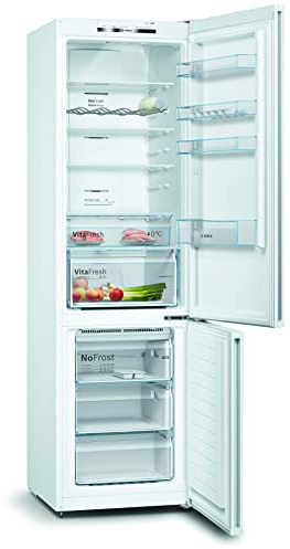 Bosch KGN39VWEAG Fridge Freezer, 60cm wide, with No Frost & VitaFresh, 203cm, 368L capacity, White, Freestanding