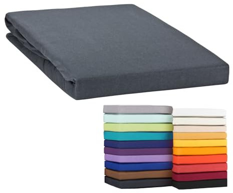 Moon-Classic Topper Spannbettlaken Spannbetttuch 90x200-100x220 cm Jersey aus 100% Baumwolle (Anthrazit)